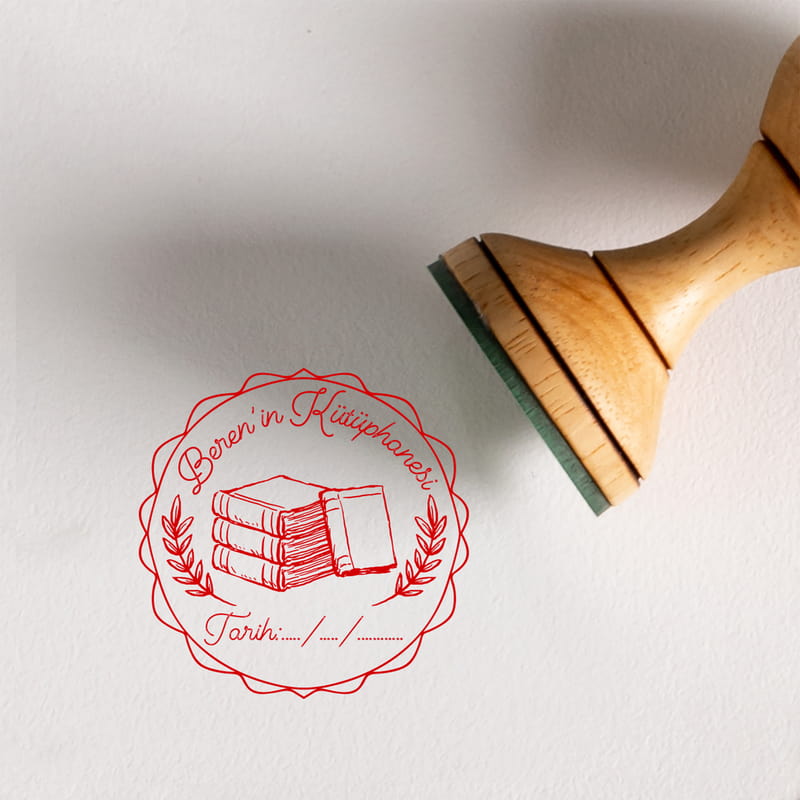 Kişisel Kütüphanelere Tarih Yazılı Ahşap Mühür Seti