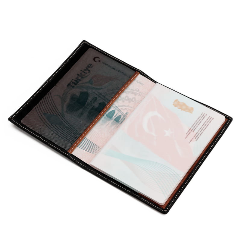 Kişiye Özel Pusula Tasarımlı Deri Pasaportluk
