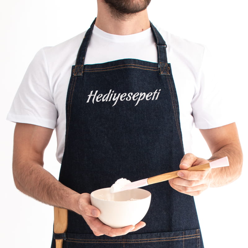 Kurumsal Logo Nakış İşlemeli Kot Mutfak Önlüğü