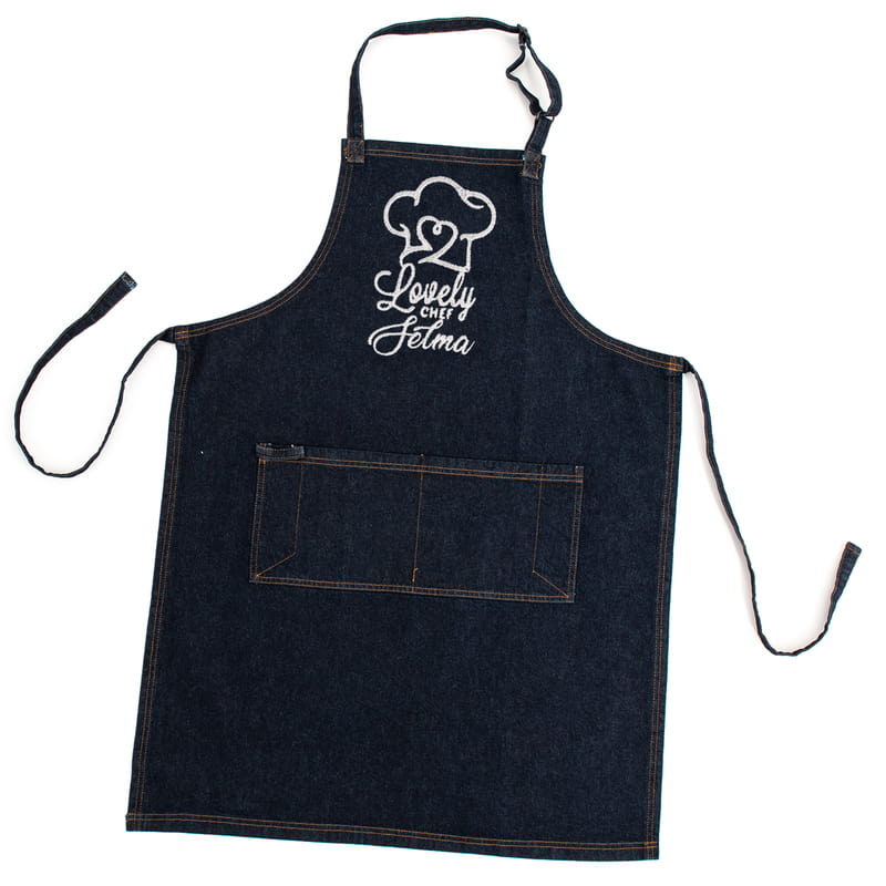 Lovely Chef Mesajlı İsme Özel Kot Aşçı Önlüğü