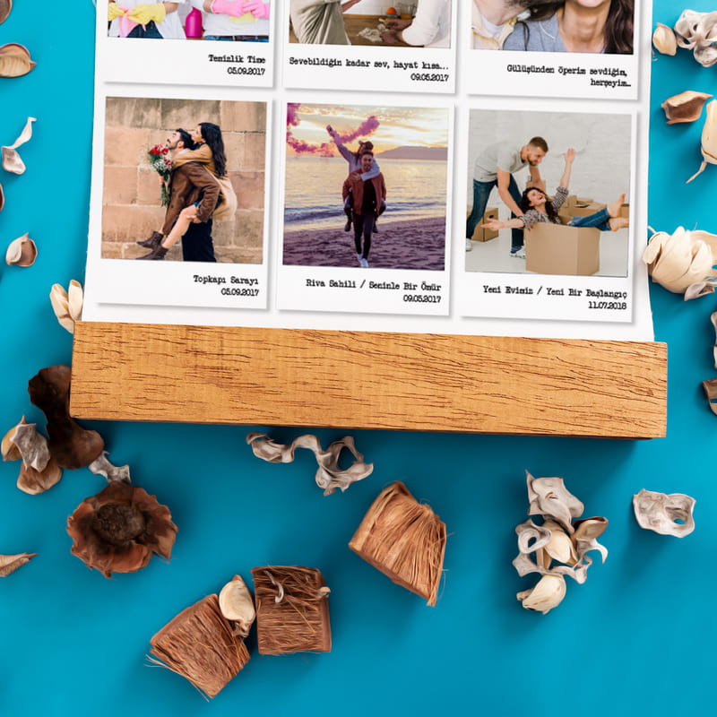 Mesajlı Kare Fotoğraf Baskılı Nostaljik Kanvas Foto