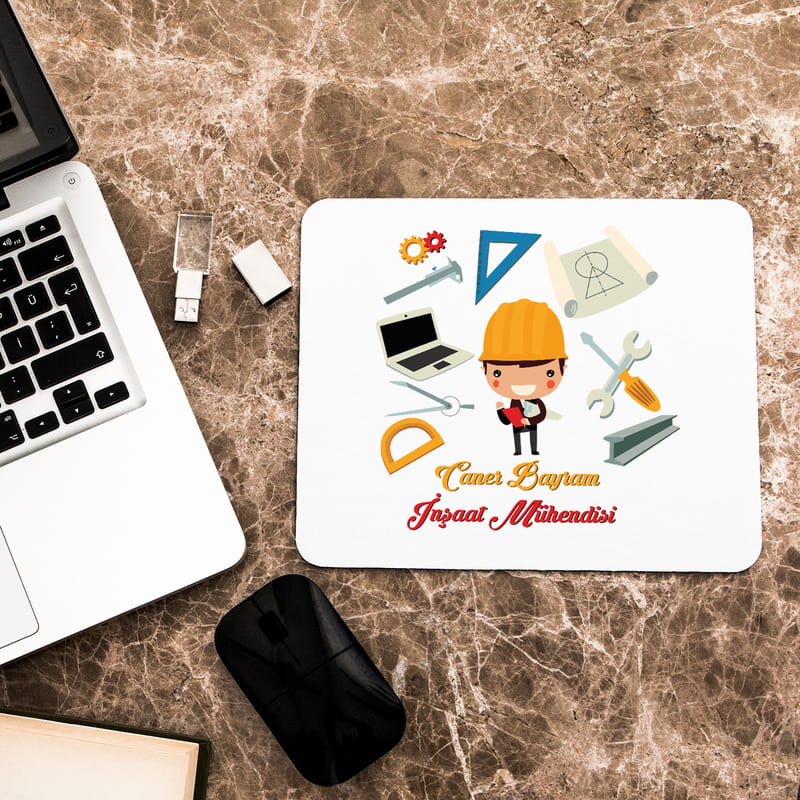 Mühendis Arkadaşa Hediye İsme Özel Mouse Pad