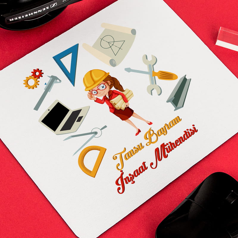 Mühendis Arkadaşa Hediye İsme Özel Mouse Pad