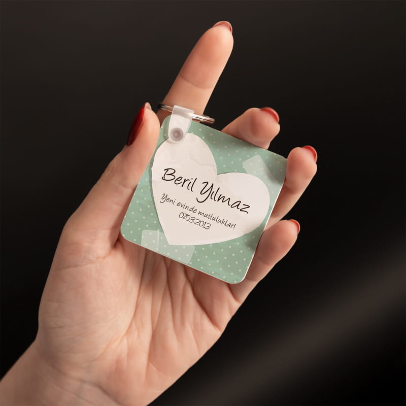 Resimli Anahtarlık Kalp Mesajlı