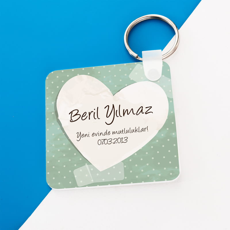 Resimli Anahtarlık Kalp Mesajlı