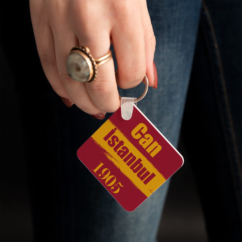 Sarı Kırmızı Kişiye Özel Taraftar Anahtarlık