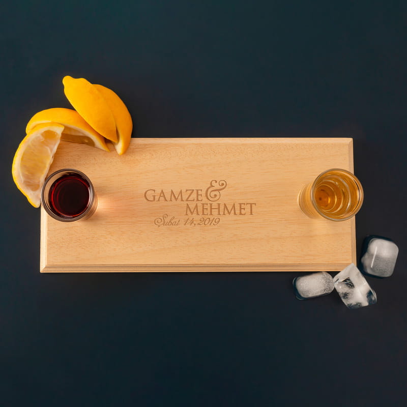 Sevgiliye Hediye Sunum Tepsili Shot Bardağı Seti