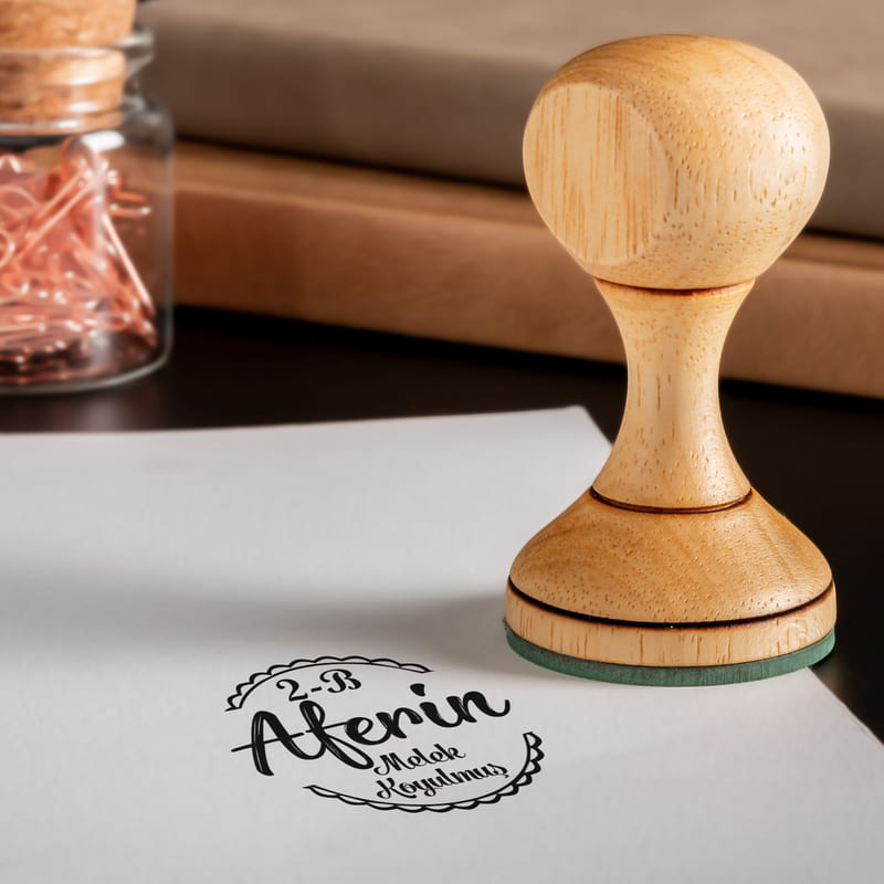 Sınıf Öğretmenine Hediye Ahşap Ödev Kontrol Mührü