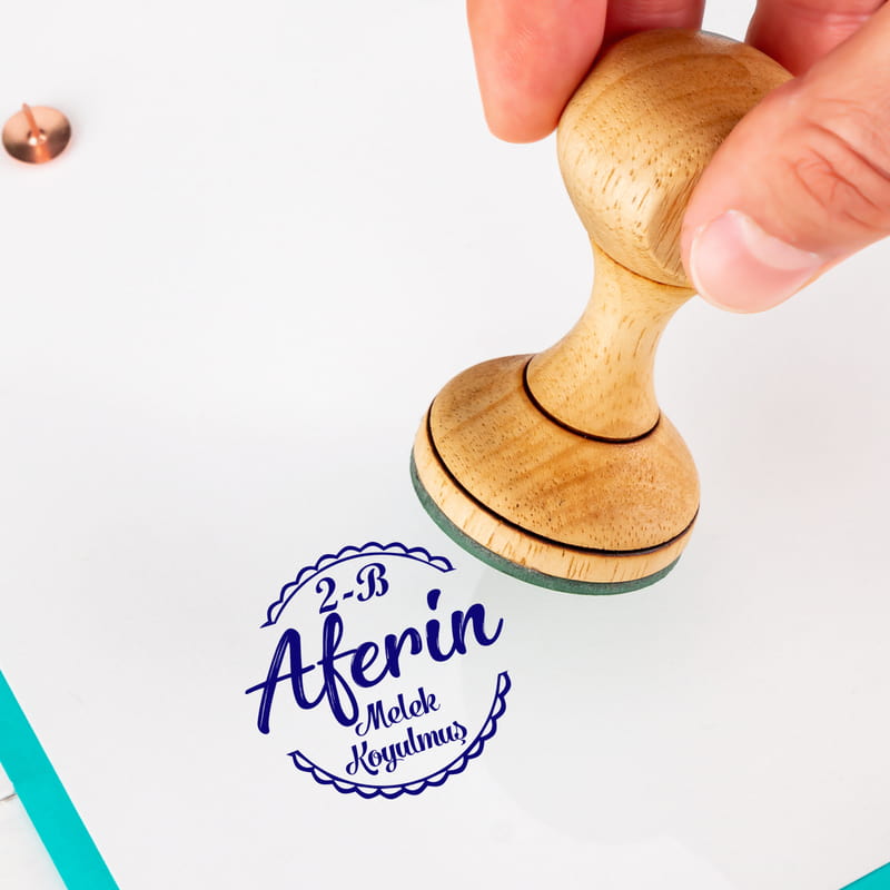 Sınıf Öğretmenine Hediye Ahşap Ödev Kontrol Mührü
