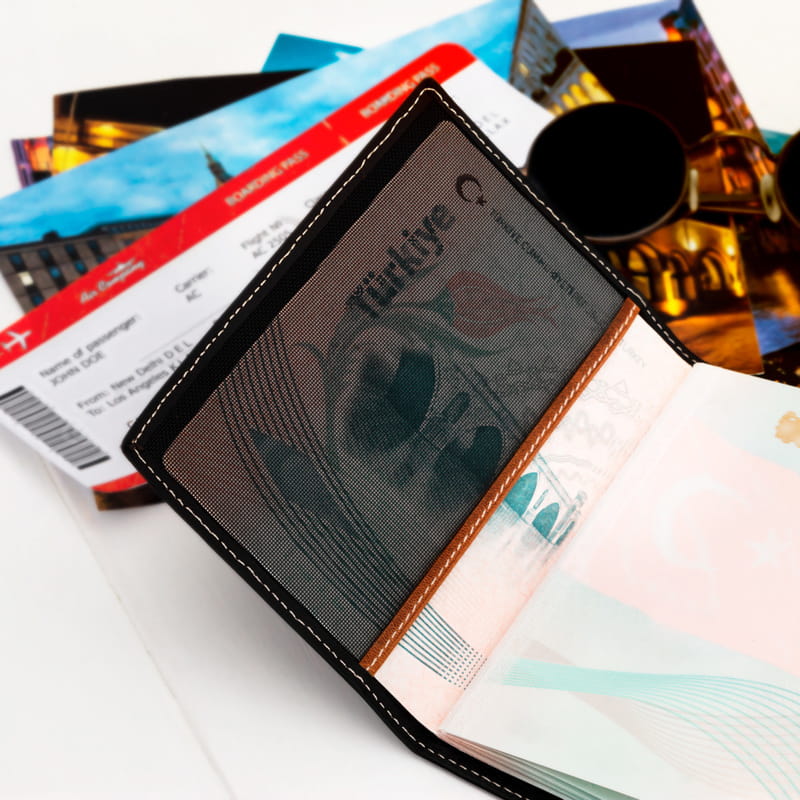 Uçak Bileti Tasarımlı Deri Pasaportluk