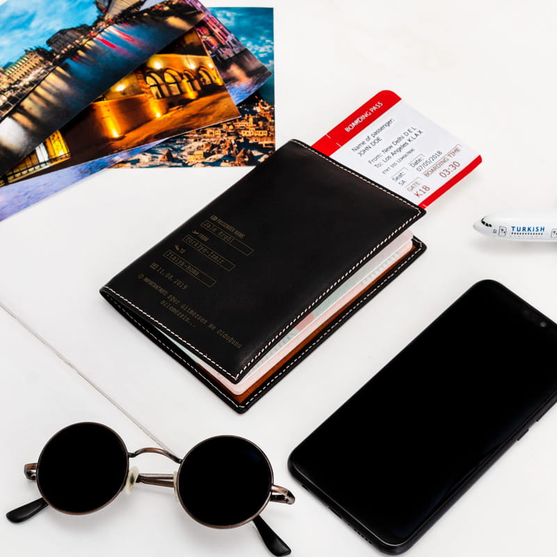 Uçak Bileti Tasarımlı Deri Pasaportluk