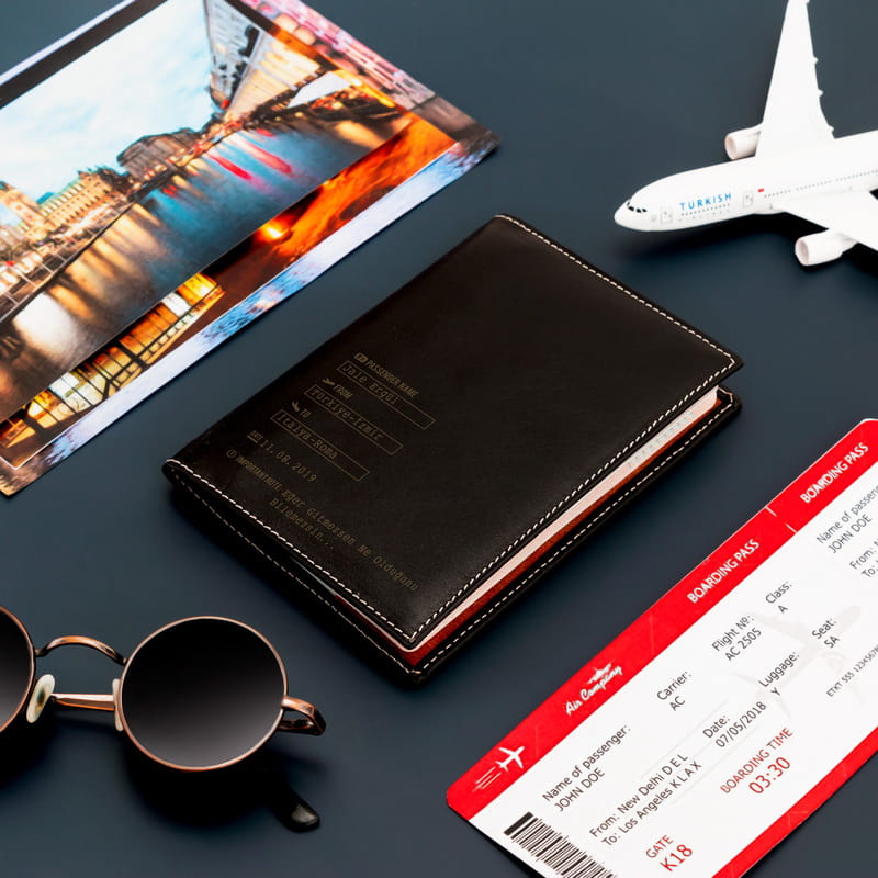 Uçak Bileti Tasarımlı Deri Pasaportluk