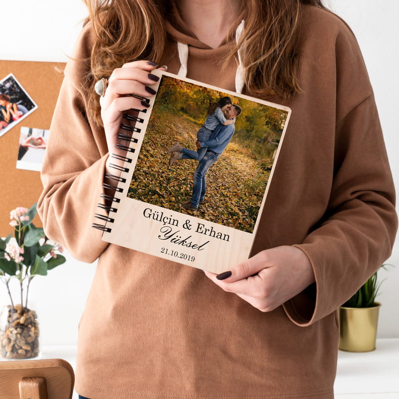 Yıldönümü Hediyesi Fotoğraf Baskılı Ahşap Albüm