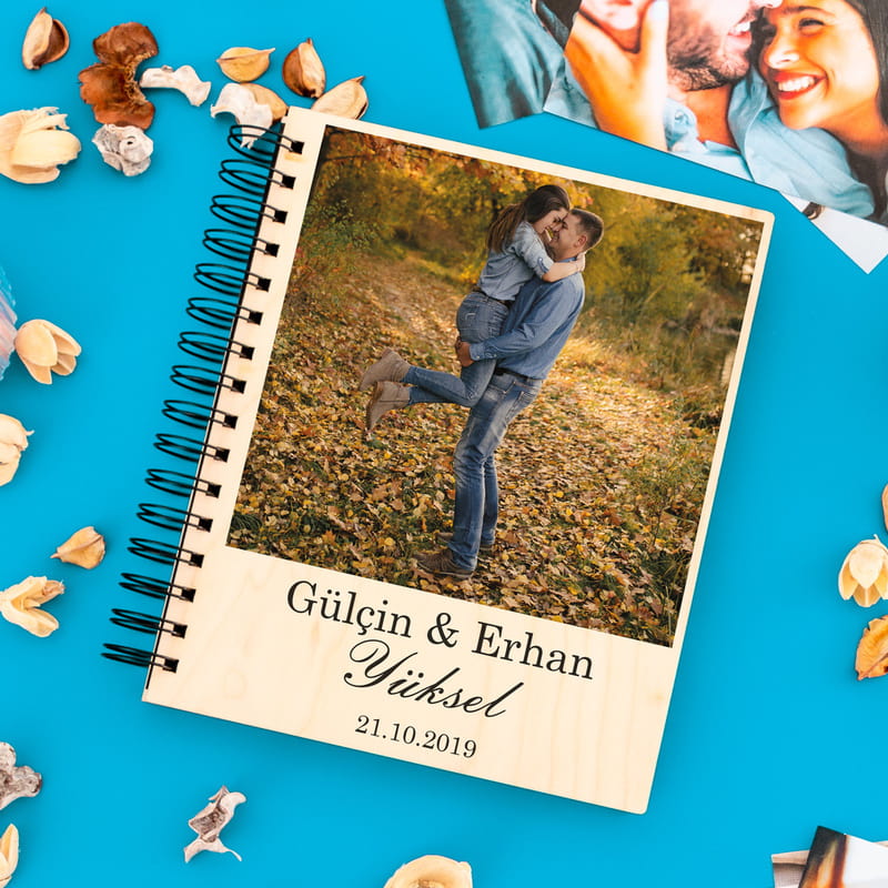 Yıldönümü Hediyesi Fotoğraf Baskılı Ahşap Albüm