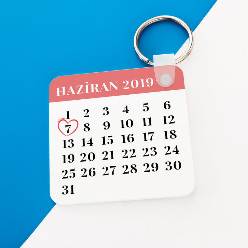 Yıldönümü Hediyesi Takvimli Baskılı Anahtarlık