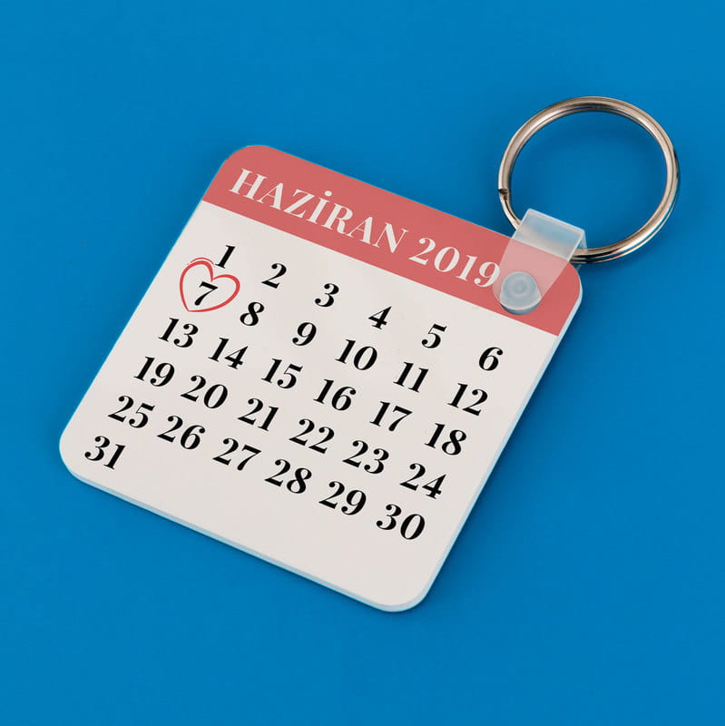Yıldönümü Hediyesi Takvimli Baskılı Anahtarlık
