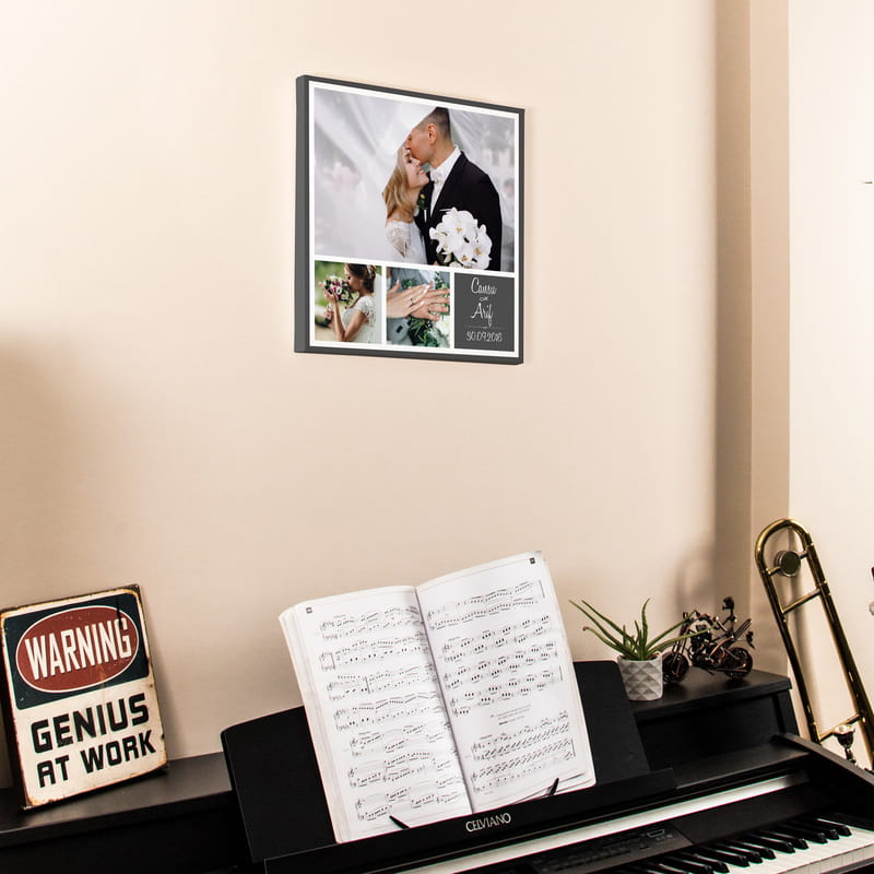 3 Fotoğraf Kolajlı İsimli Hediye Kanvas Tablo - 40x40