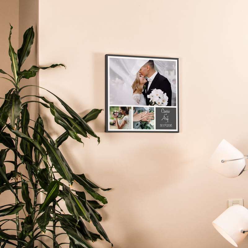 3 Fotoğraf Kolajlı İsimli Hediye Kanvas Tablo - 40x40