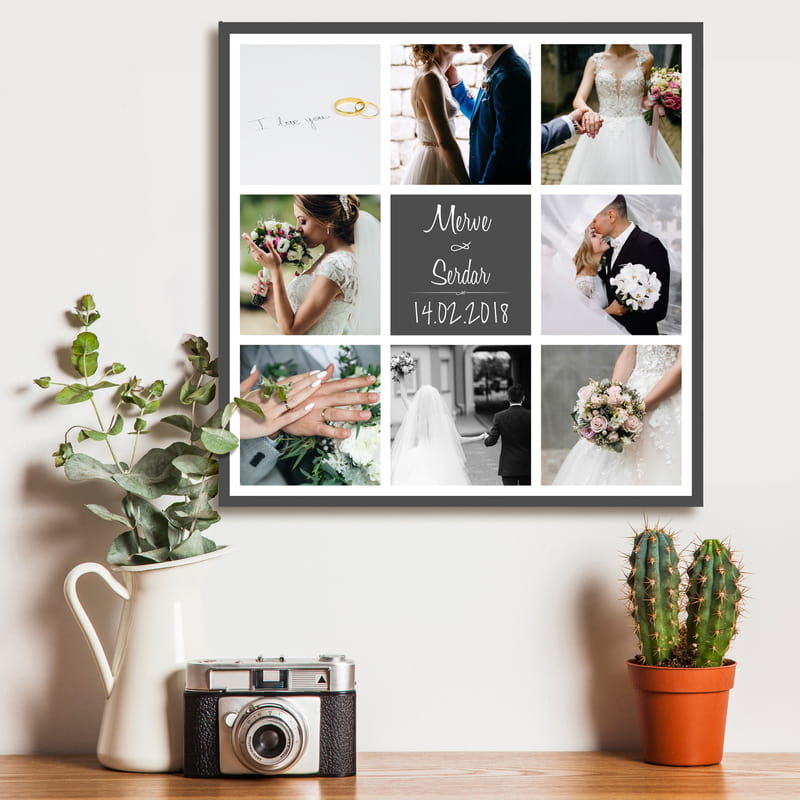 8 Fotoğraf Kolajlı Kanvas Tablo - 40x40