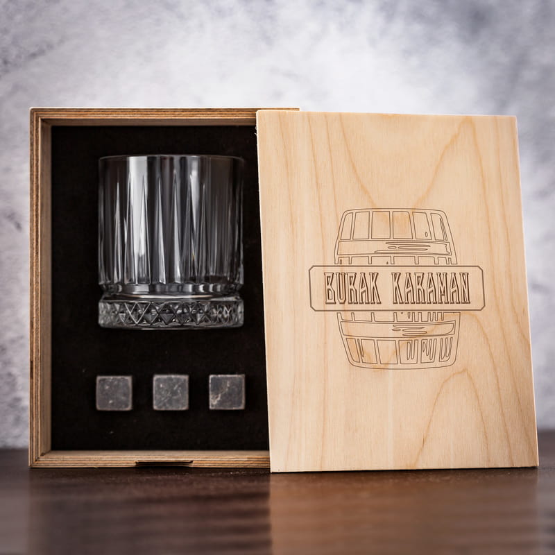Ahşap Kutulu Glasgow Viski Kadeh Seti