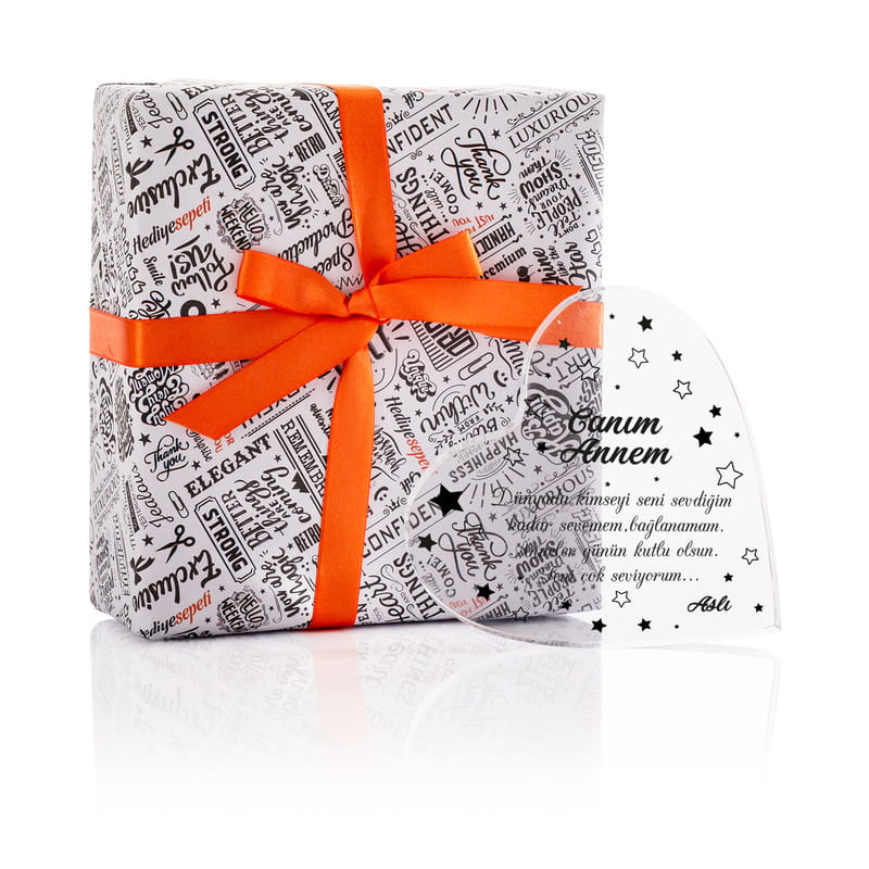 Anneye Hediye Mesajlı Dekoratif Kalp Akrilik