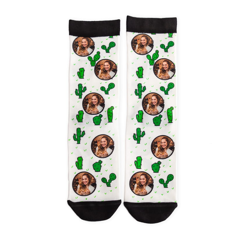 Arkadaşa Kaktüs Tasarımlı Fotoğraf Baskılı Esprili Çorap