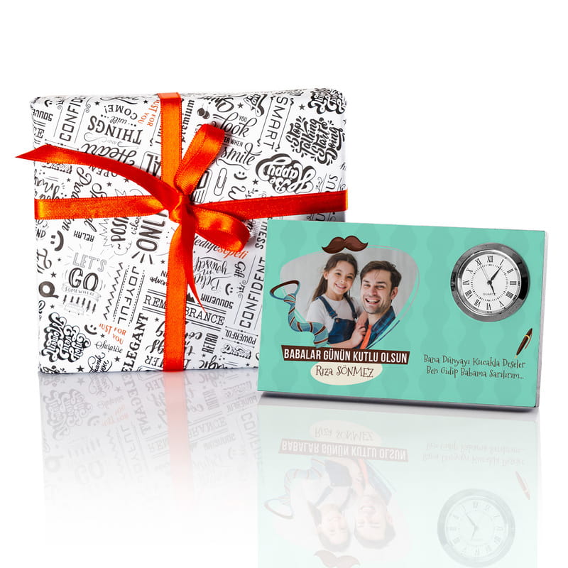 Babalar Gününe Özel Fotoğraf Baskılı Saatli Çerçeve
