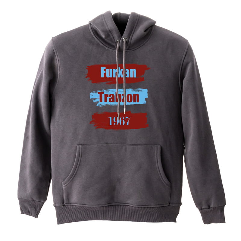 Bordo Mavi Baskılı Kapşonlu Sweatshirt - %100 Pamuklu Kumaş | Hediye Sepeti