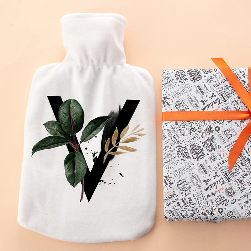 Dekoratif Baş Harf Yazılı Kişiye Özel Sıcak Su Torbası