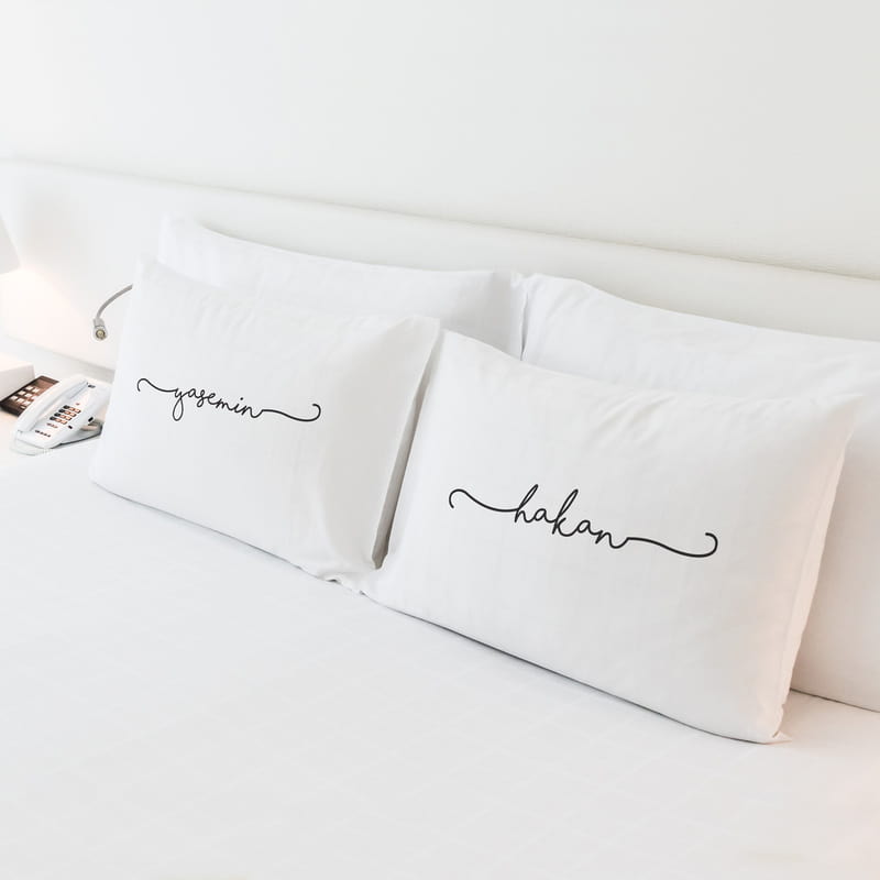 El Yazısı Tasarımlı 2li Yastık Kılıfı Seti