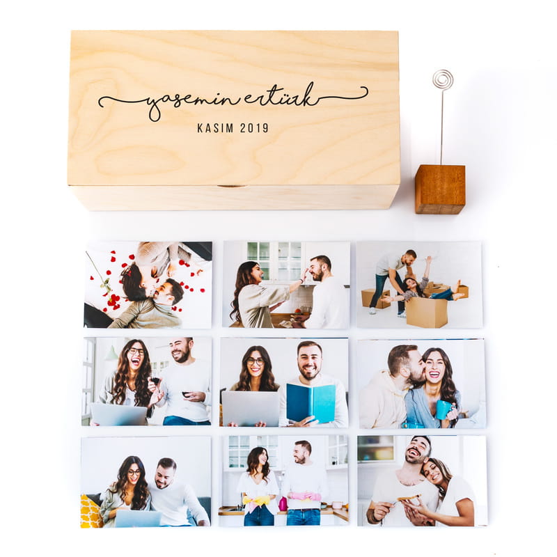 El Yazısı Tasarımlı İsme Özel Ahşap Fotoğraf Kutusu