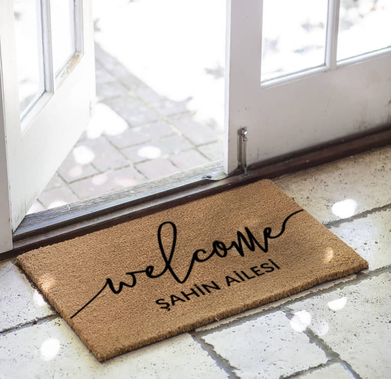 Evli Arkadaşlara Hediye Kişiye Özel Welcome Kapı Önü Paspas