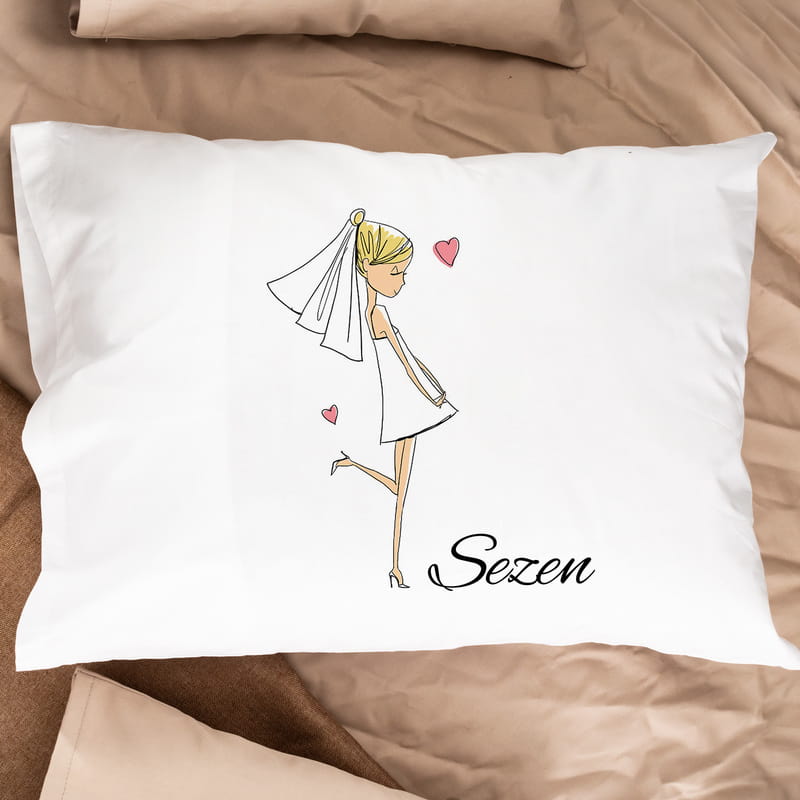 Gelin Damat Tasarımlı İsim Yazılı 2li Yastık Kılıfı Seti	