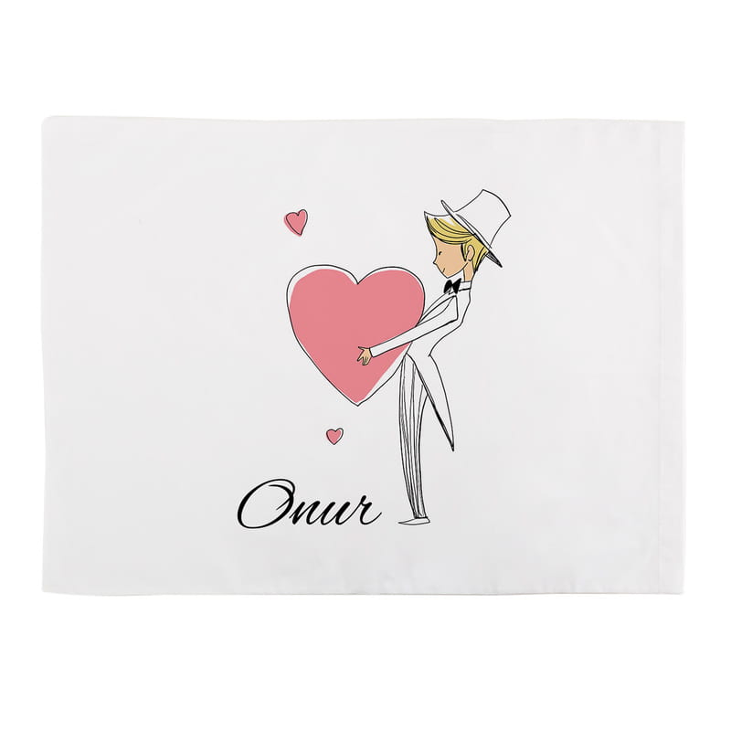 Gelin Damat Tasarımlı İsim Yazılı 2li Yastık Kılıfı Seti	