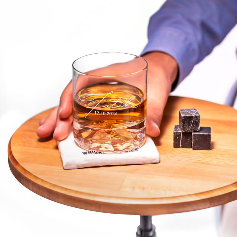 İmza Tasarımlı Ahşap Kutulu Chicago Viski Kadeh Seti