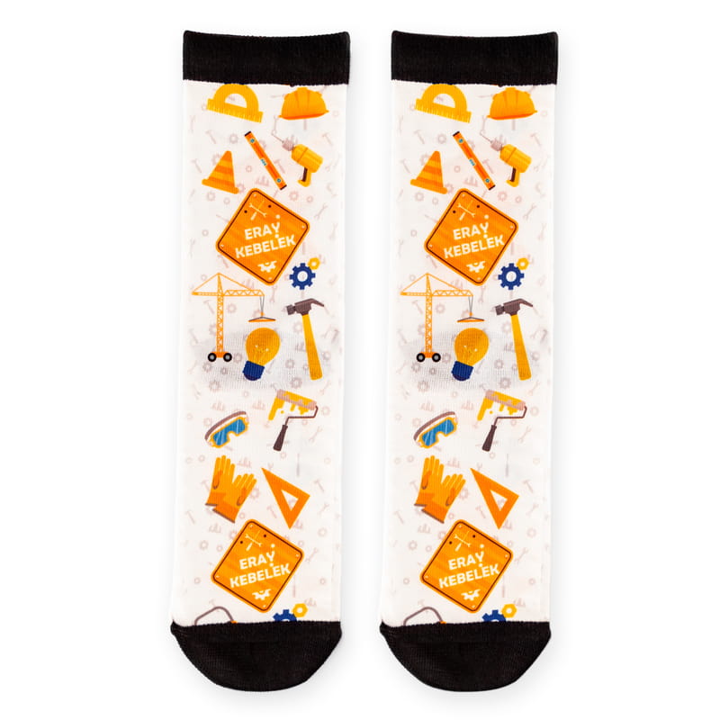 İnşaat Mühendisi Arkadaşa Hediye İsme Özel Renkli Çorap