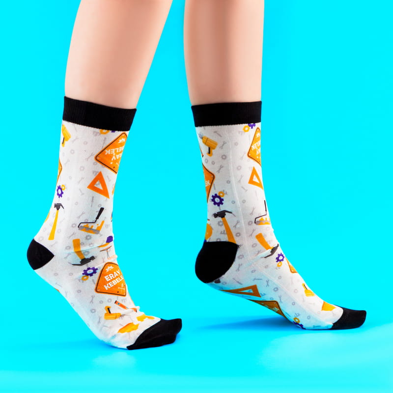 İnşaat Mühendisi Arkadaşa Hediye İsme Özel Renkli Çorap