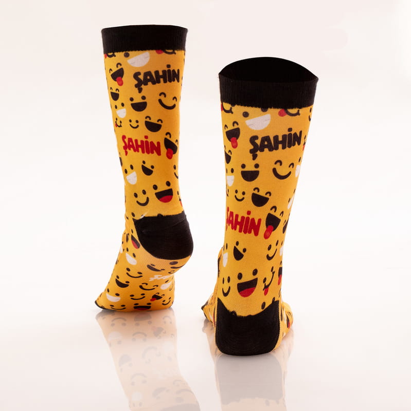 İsme Özel Emoji Baskılı Esprili Çorap
