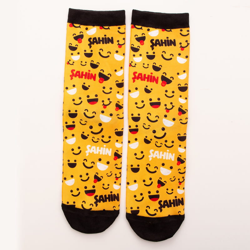İsme Özel Emoji Baskılı Esprili Çorap