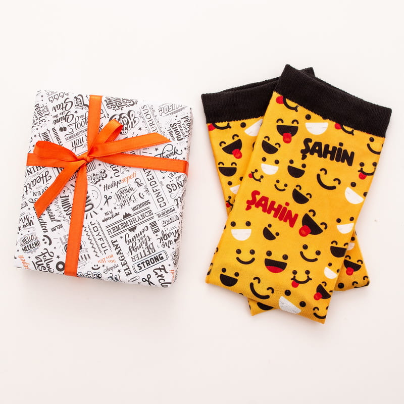 İsme Özel Emoji Baskılı Esprili Çorap