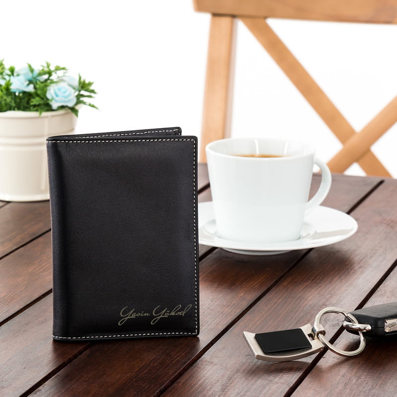 İsme Özel İmza Tasarımlı Ruhsat Cüzdanı - Hakiki Deri