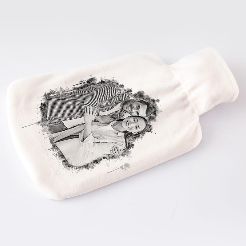 Karakalem Efektli Fotoğraf Baskılı Sıcak Su Torbası