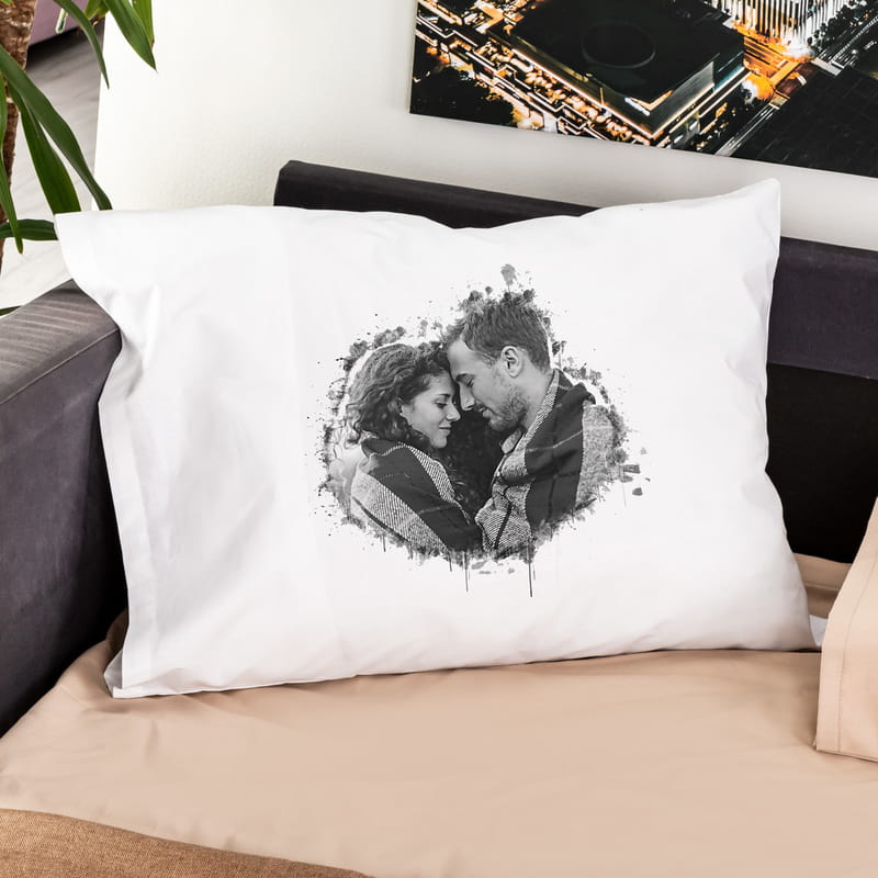 Karakalem Fotoğraf Baskılı 2li Yastık Kılıfı Seti