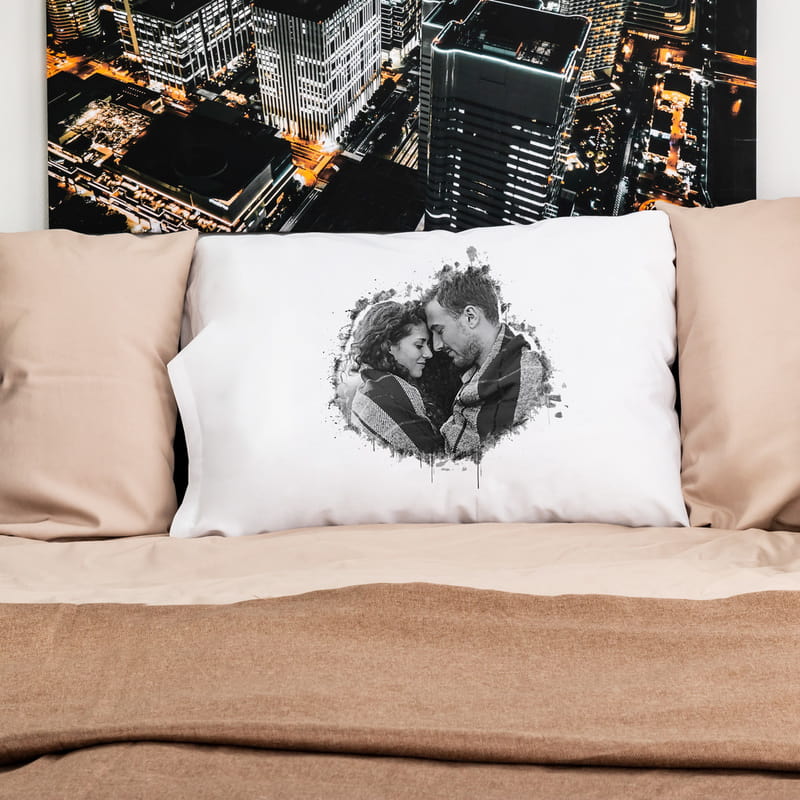 Karakalem Fotoğraf Baskılı 2li Yastık Kılıfı Seti