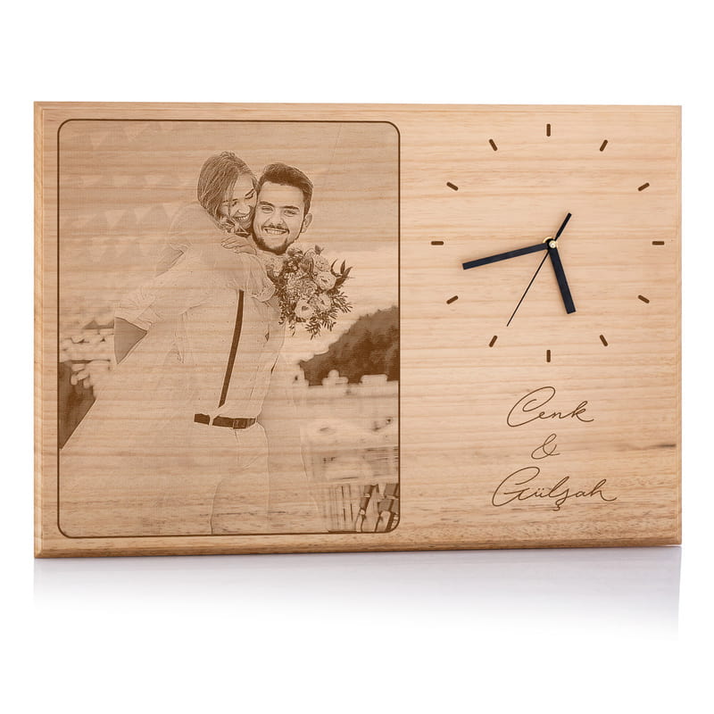 Kişiye Özel Duvar Saatli Büyük Boy Ahşap Foto