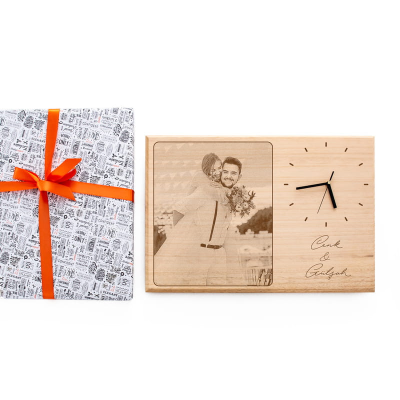 Kişiye Özel Duvar Saatli Büyük Boy Ahşap Foto