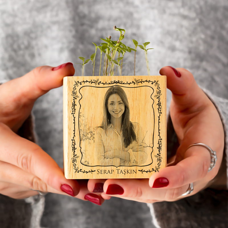 Kişiye Özel Fotoğraflı Bitki Tohumlu Naturacube