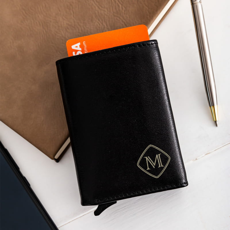 Kişiye Özel Harf Tasarımlı Otomatik Erkek Deri Cüzdan - Hakiki Deri