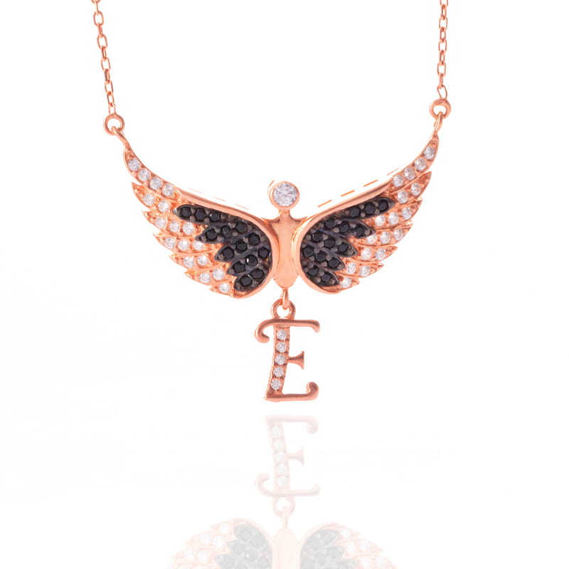 Kişiye Özel Harfli Melek Gümüş Kolye