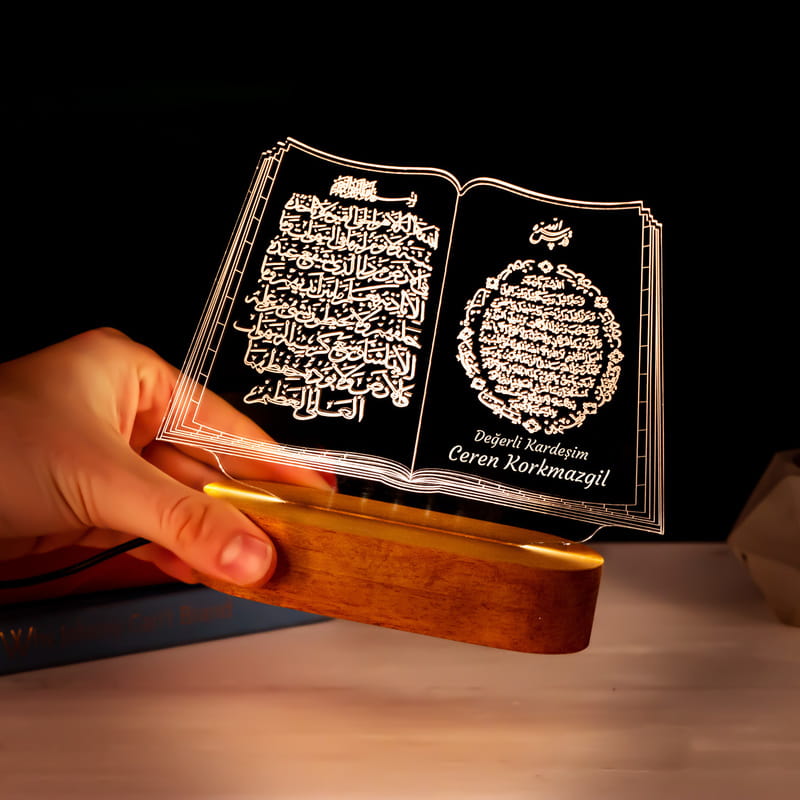 Kişiye Özel Kuran-ı Kerim Ayetli 3D Led Lamba